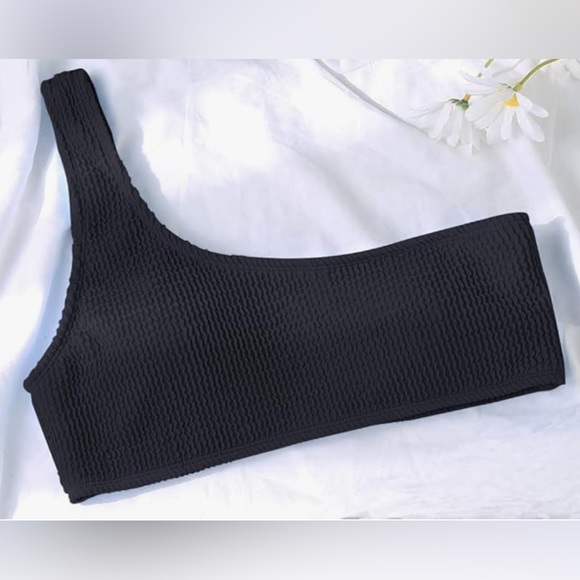 Old Navy-One shoulder swim bikini top‎ NWT in Black size Medium - Picture 3 of 8